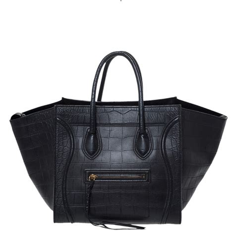 celine bag black crocodile|Celine.